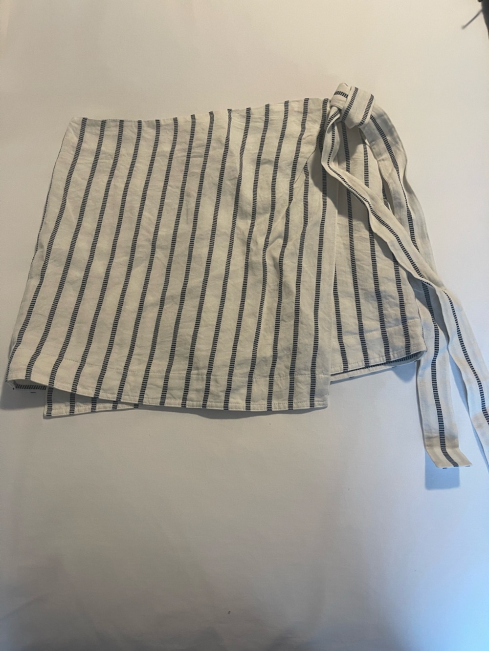 Theory Cream and Navy Striped Wrap Skirt